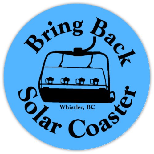 Bring Back Solar Coaster - 2" x 2" Sticker - Blue - Pack of 5