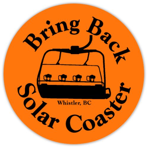 Bring Back Solar Coaster - 2" x 2" Sticker - Orange - Pack of 5